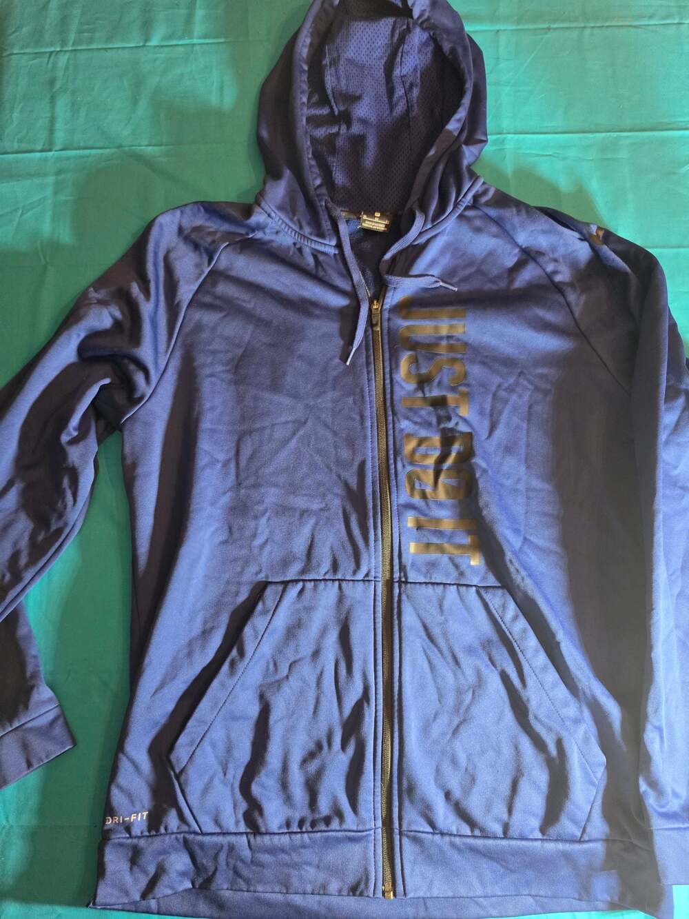 Nike Dri-FIT Just Do It Full Zip Blue Athletic Hoodie Sweatshirt Men's Size XL